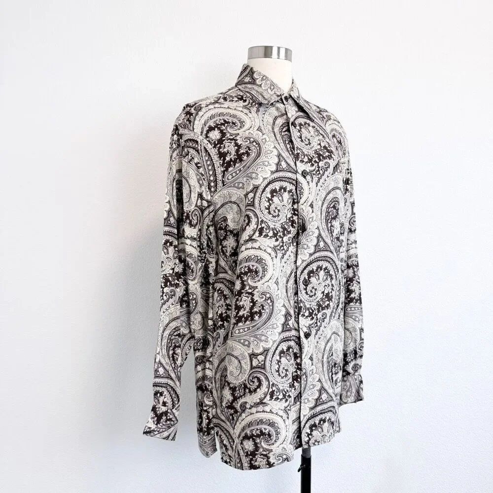 Vintage Pronti Handkerchief Paisley Bell Sleeve Top Blouse Tunic Glitter Large